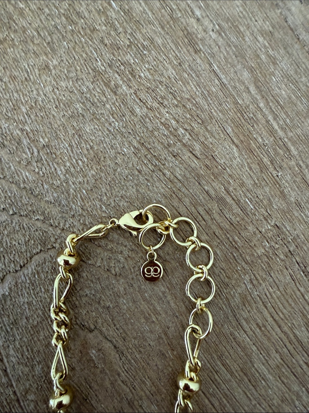 Gorjana Gold Textured Disc Necklace with Chain Bead Accents - Picture 2 of 3
